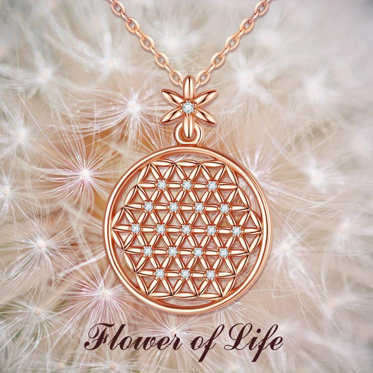 

Ожерелье из стерлингового серебра 925 пробы с цветком жизни, священные круги, большой круглый кулон из стерлингового серебра, геометрические ожерелья CYD419 45cm