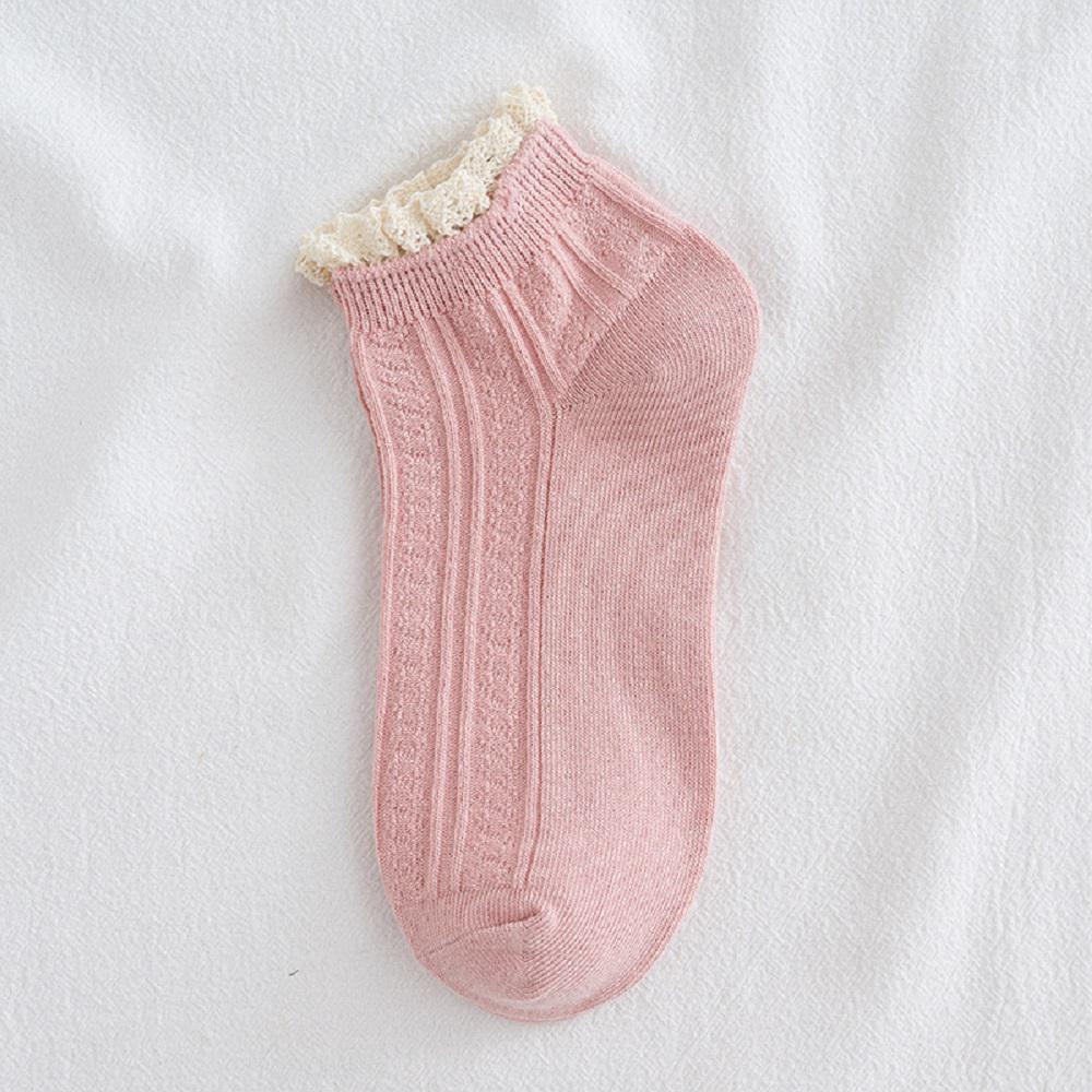 New Sweet Streetwaer Short Solid Candy Color Lace Socks Cotton Socks Hosiery Ruffles Women Socks