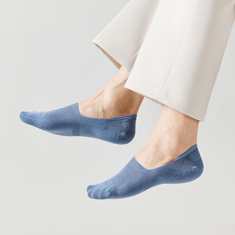 Men's Spring and Summer Thin Cotton Pure Color Leisure Breathable Sweat Absorption Invisible Socks