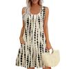Summer Dresses For Women Beach Boho Sleeveless Printing Flowy Pocket Tshirt Tank Sundresses