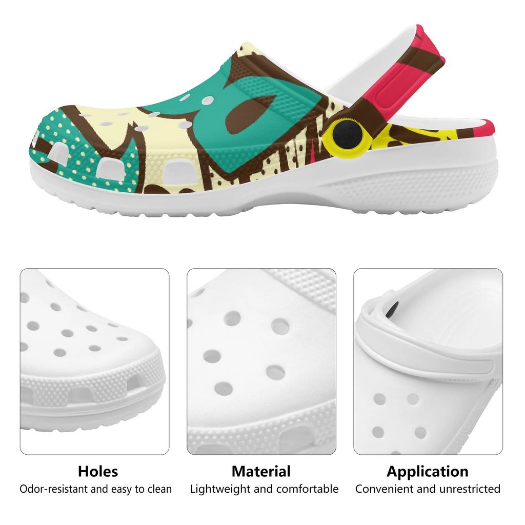 Lightweight Color Print EVA Clogs Unisex Breathable Slip On Garden Shoes Beach Pool Bathroom Home Summer Sandals Comfort Fit