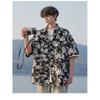 Men's Floral Casual Short-Sleeve Shirt, Summer Thin Style, Loose Trendy Turn-Down Collar Quick-Dry Shirt