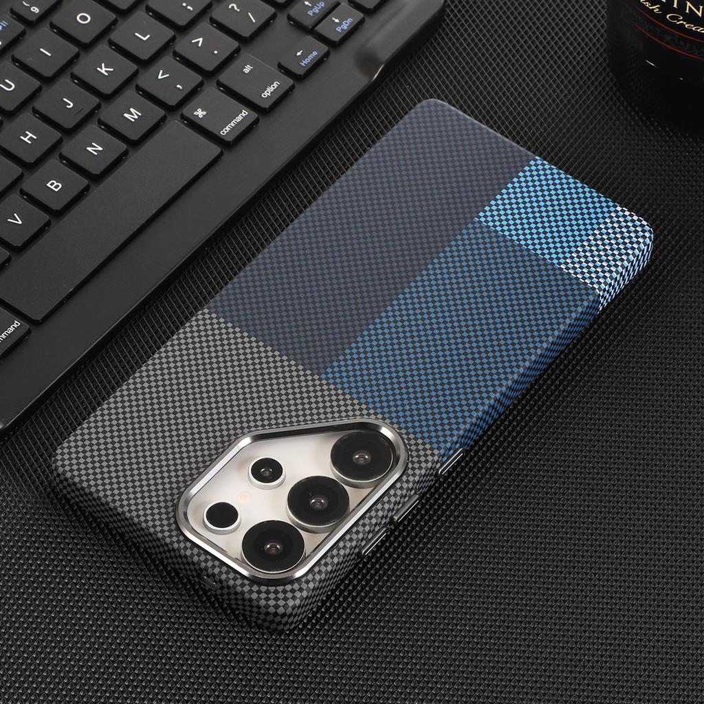 Business Slim Kevlar Carbon Fiber Pattern Case For Samsung Galaxy S26 Ultra S25 S24 S23 S22 Plus For Magsafe Skin-friendly Cover