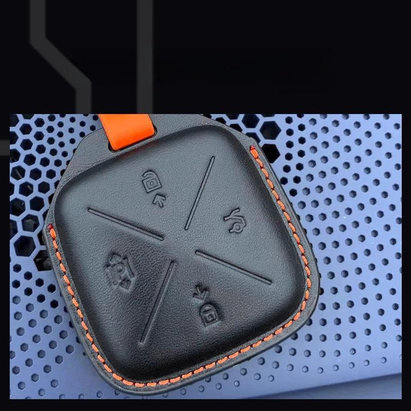 For Zeekr 001/009/X Bluetooth Key Case Geek Leather Key Protective Case Interior Decoration Car Accessories Modification Tools