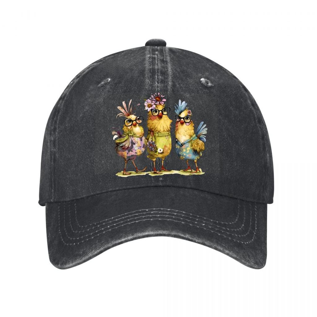 Watercolor Dressed Chicken Home Decor Washed Baseball Cap Outdoor For Womens Unisex FeUnisex