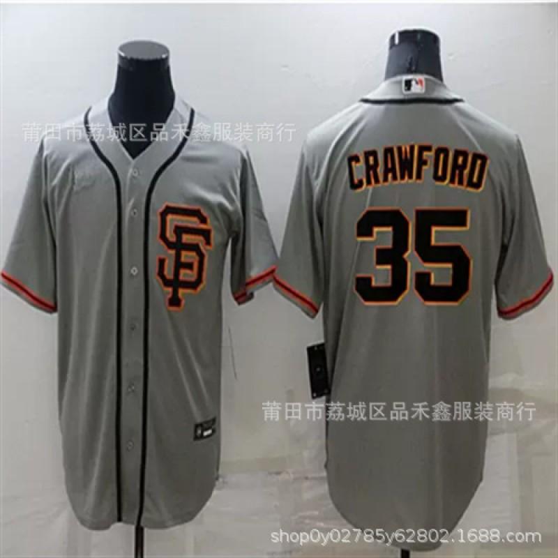 Mens Baseball Jersey Number 35 Crawford San Francisco Giants Style Cotton Sports Uniform Basketball Practice