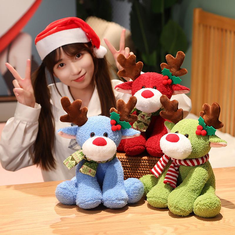 Plush Reindeer Toy Christmas Stuffed Doll Gift For Kids Decorations Bedroom
