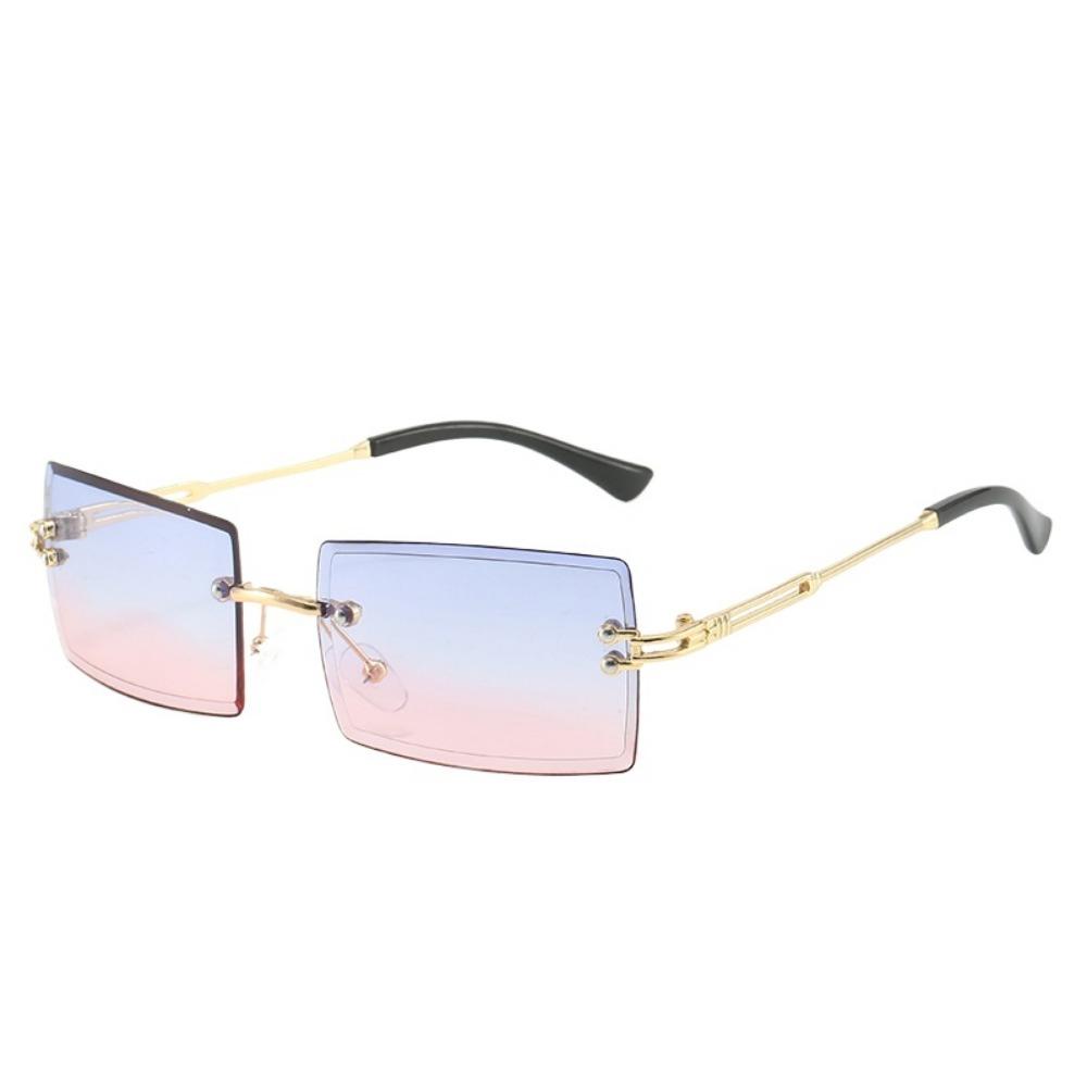 Gradient Lens Rimless Sunglasses for Men and Women Beach Eyewear UV400 Protection
