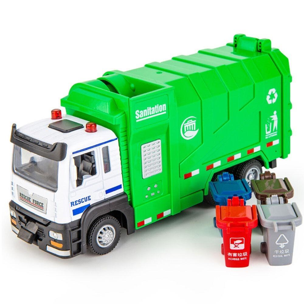 Popelářské auto v měřítku 1/32, tlakově lité, sanitační auto, chlapecké, hračky pro děti, dárky