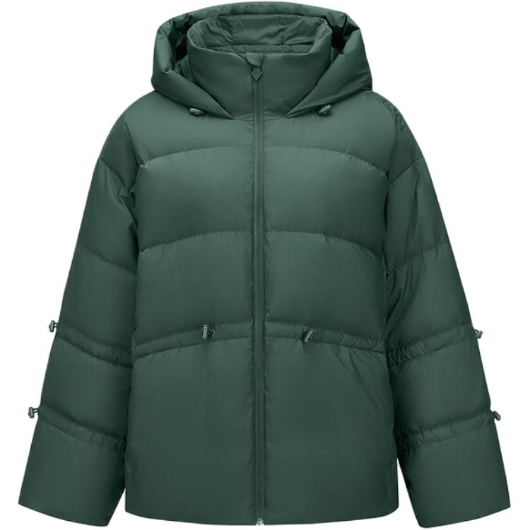 Skechers Hooded Warm Fashion Versatile Down Jacket Women outerwear Dark-Spruce-Green P424W180-0546 M