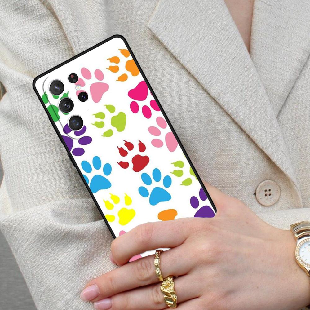 Dog foot print Paw Colorful Pattern Cell Phone Case for Samsung Galaxy S26 Ultra S25 S24 S23 S22 S21 S20 Note10 Cover
