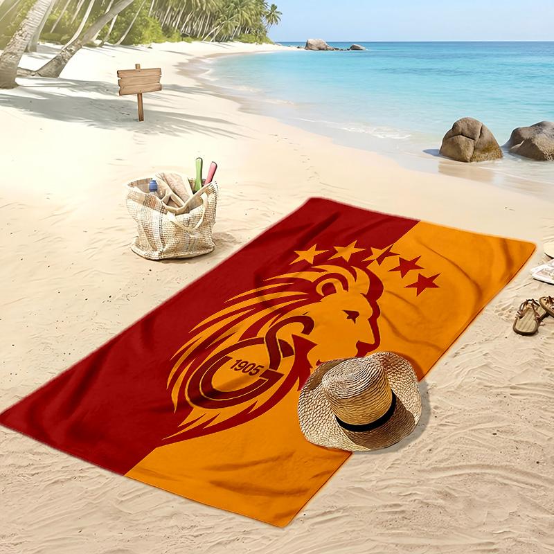 Galatasaray Fußball Aufdruck Strandtuch Schnelltrocknend Weiches Handtuch Tragbare Große Rechteckige Stranddecke für Reisen Schwimmbad