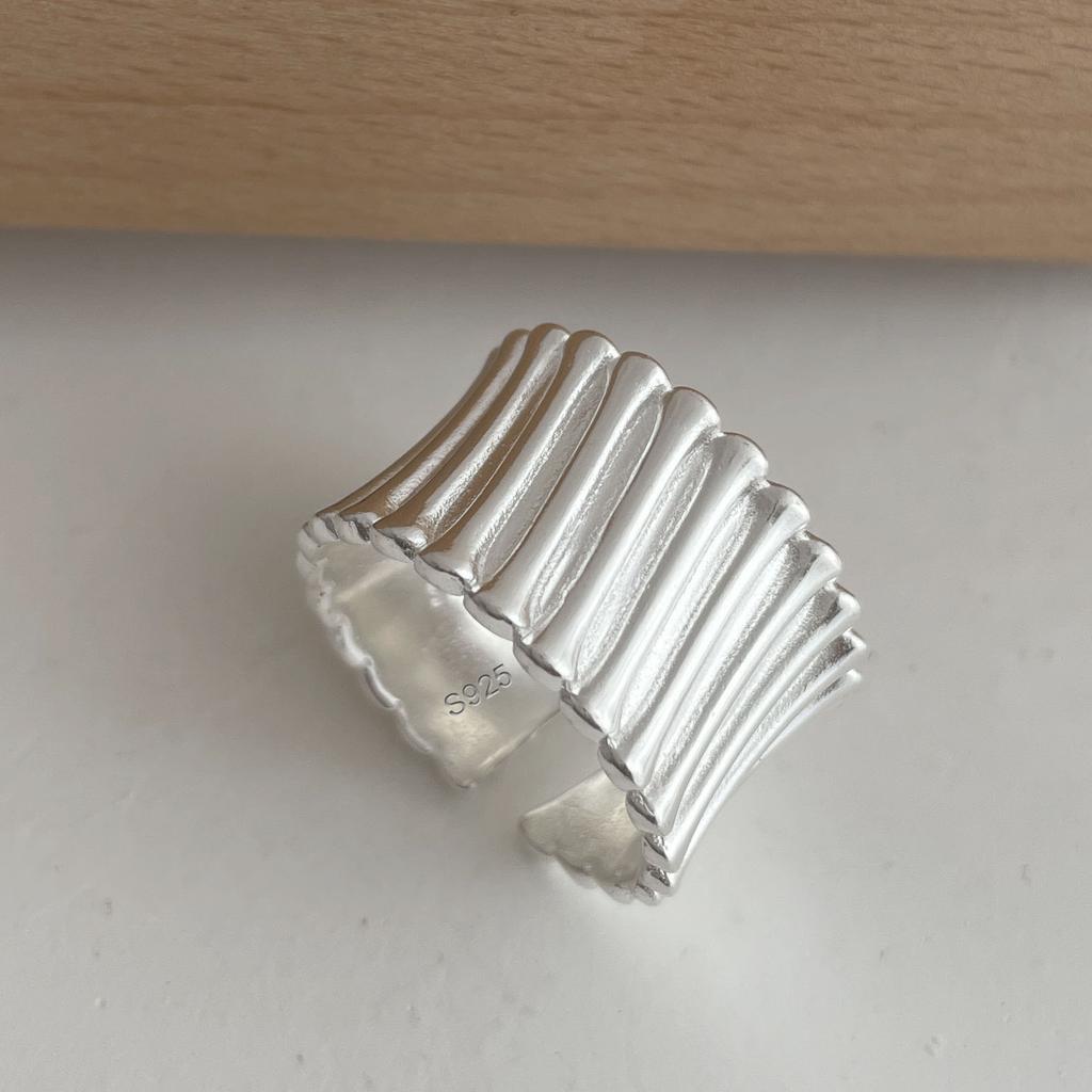925 Silberringe für Damen Paar Minimalistisch Handgefertigt Einfach Runder Linienring Party Schmuck Geschenk Allergievorbeugend
