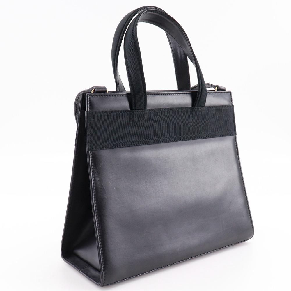 Salvatore Ferragamo Vara Ribbon Handbag 2WAYShoulder Black Leather Women Used