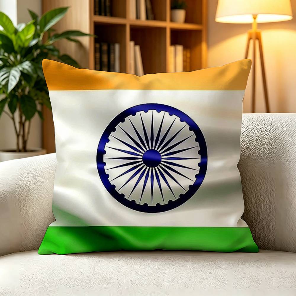 IIndia Indian National Emble Flag Pillow Case Square DoubleSided Sofa Cushion Cover Bedroom Bedside Pillow