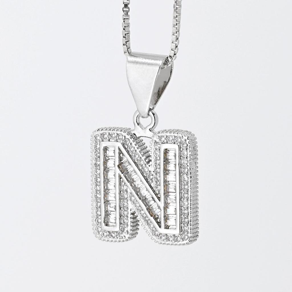 Cross Pendant with Micro Pave Cubic Zirconia - 26 Letter Options for DIY Jewelry Accessories