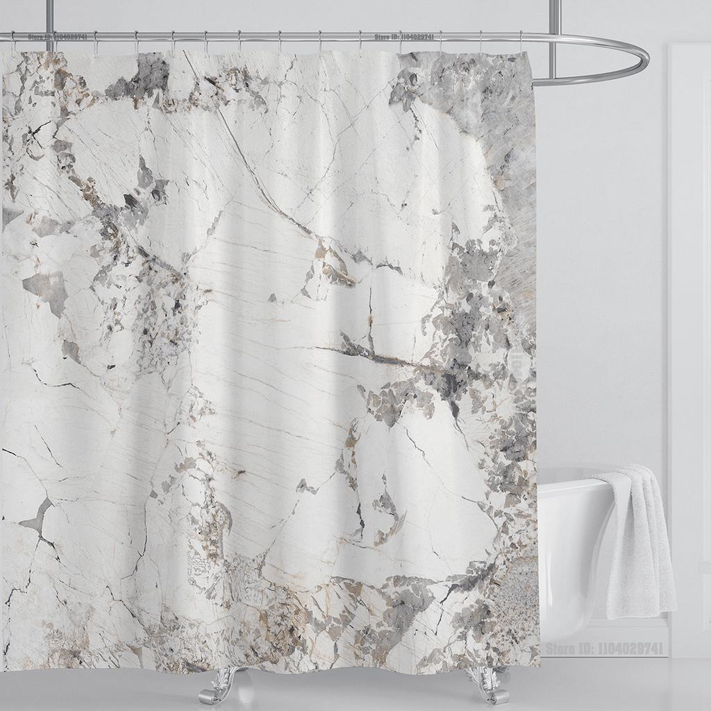 Marble Waterproof Shower Curtain Waterproof Shower Curtain for Bathroom Decor Printed Washable Shower Curtain with Hooks