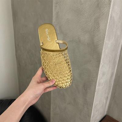 Korean Version of Retro Niche Flat-bottomed Fishing Net Shoes Women's Single Shoes 2025 Summer New Hollow Mesh Roman Two-wear Sandals