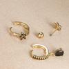 3-Piece Rhinestone Floral Water Drop Earrings & Ear Cuff Set for Women