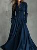 Europe, America 2026 independent station French retro temperament imitation suede lace edge splicing shirt long dress dress