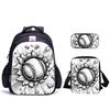 Sketch Broken Wall Baseball Three-Piece Set, Large-Capacity Spine Protection Schoolbag + Satchel + Pencil Case, A Set Of School Equipment