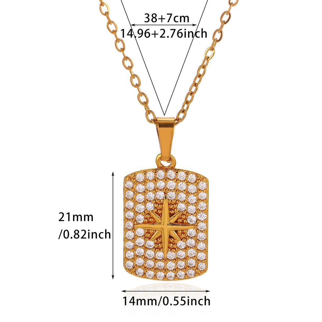 Luxury Micro Pave CZ Gold Color Necklace For Women Star Compass Butterfly Pendant Choker Waterproof Vintage Jewelry Daily Gift