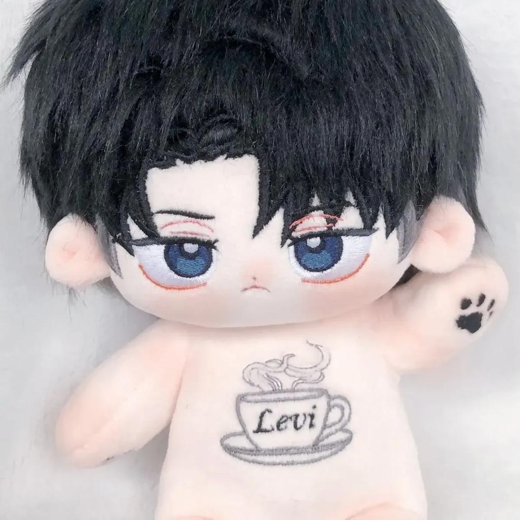 20cm Anime Stuffed Commander Levi Cotton Doll Cute COS Attack On Titan Dress-up Plush Toys for Fans Collectible Gift