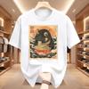 Moo Deng Hippo Eating Ramen T Shirt Japanese Ukiyo Graphic Tee Cute Animal Harajuku Streetwear Top Tshirt