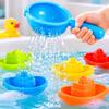 7 Piece Bath Toy Set with Floating Boats and Water Scoops for Toddlers and Infants Durable Plastic Construction for Water Play