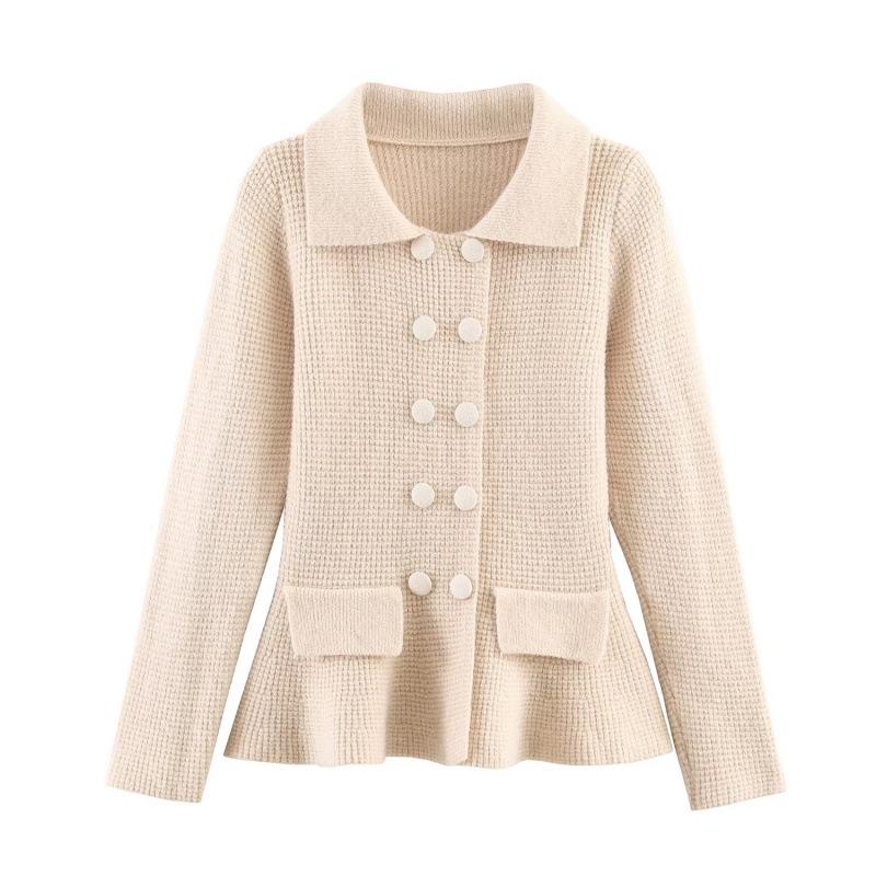 2025 European Style Double-Breasted Lapel Cardigan Large
