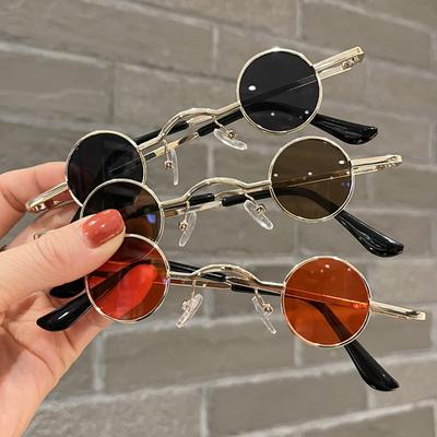 Małe okrągłe okulary przeciwsłoneczne hip-hopowe dla kobiet mężczyzn Ultra Mini metalowa rama antyrefleksyjne okulary przeciwsłoneczne cukierkowy kolor Ins Fashion