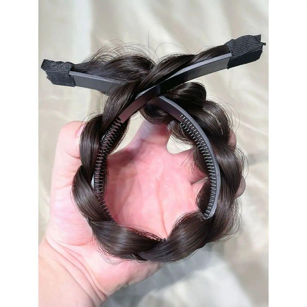 Women's Fishbone Braid Headband Wig - New Style Twist Braid Hair with High Skull Gourd Design Hair Accessories