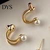 Wedding Earrings 1 Pair Women Stud Vintage High-end Royal Smooth Surface Imitation Pearl Bridal Female Jewelry Prom