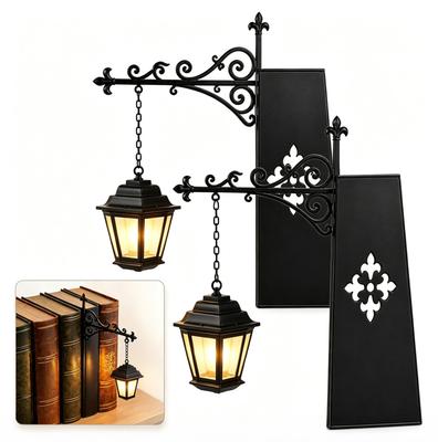 Decorative Bookshelf Lighting Multifunctional Warm LED Nightlight Vintage Library Lantern Hanging Shelf Light Home Room Ornament