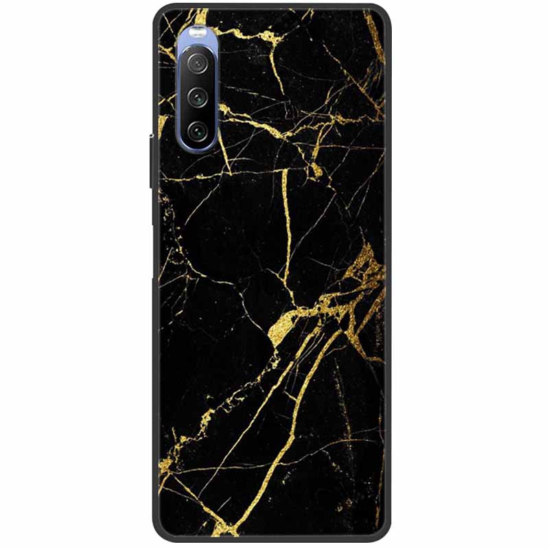 Soft Cover For Sony Xperia 10 III Case 5 III Soft Silicone Black Cases for Sony Xperia 1 III / Xperia1 XZ4 Covers Cool Marble