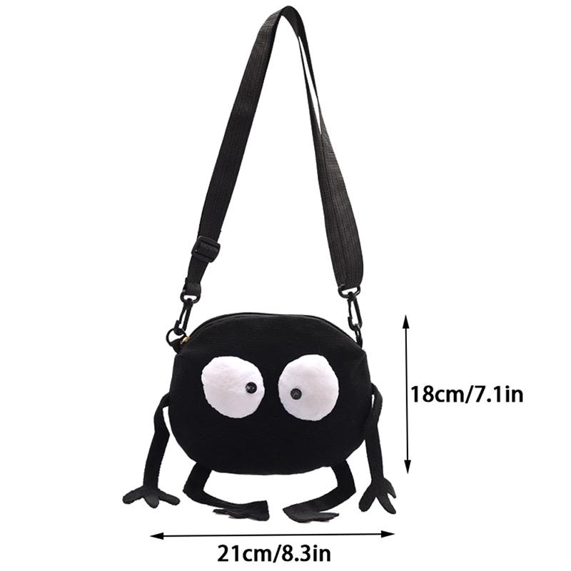 Big Eyes Canvas Girls Shoulder Bag Cute Black Briquettes Messenger Bag