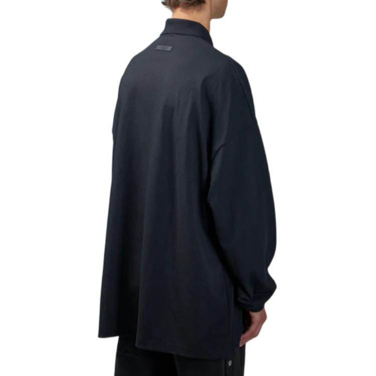 Fear of God Essentials Pique Long-Sleeve Polo Black Men Tops 125BT244320F