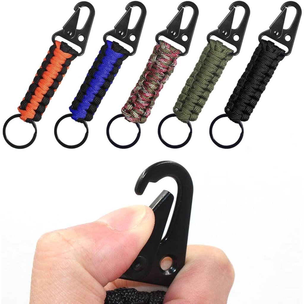 1/3pcs Paracord Keychain Outdoor Camping Hiking Braided Rope Clip Carabiner Mountaineering Outdoor Gadgets Kitted Holder
