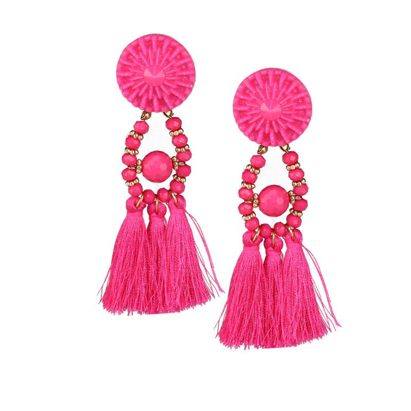 

Retro Ethnic Style Crystal Fringed Earrings, Earrings, Earrings Studs розы красного