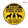HD Tin Sign Spanish Beware Of Dogs Round Metal Wall Art Security Warning Decor
