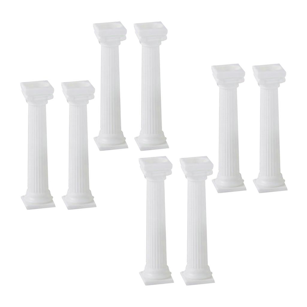 8PCS Roman Pillars Vintage Plastic Column for Multi Layer Cake Support Miniature Landscape Decoration