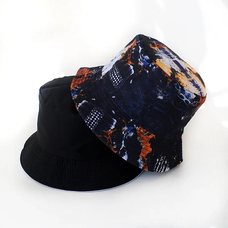 New Street Graffiti  Men's Bucket Hat Double-Sided Hip Hop   Outdoor Women Caps Beach Sun Protect Fishing Unisex Bonnet