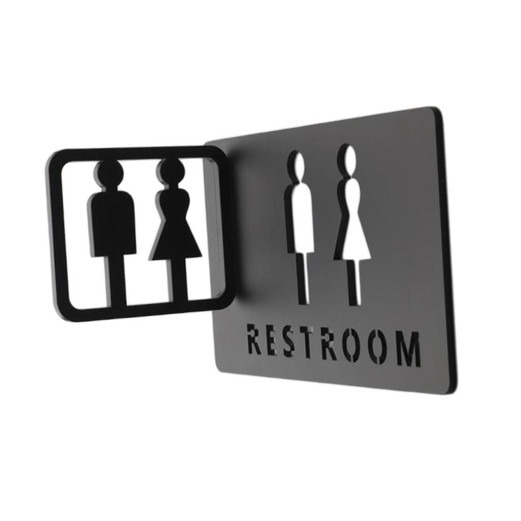 Bathroom Sign 3D Men's & Women's Reminder Indicator Pictogram Placard Toilet Symbol for