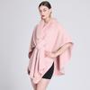 Women Cape Faux Fur Shawl Wrap Poncho with Faux Fur Trim Female Winter Knitted Front Cardigan Shawls Sleeveless Cardigan Cloak Coat for Party