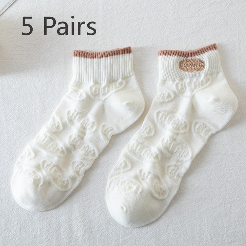 5 Pairs of Ladies Summer Cotton Lovely Shallow Mouth Short Boat Socks