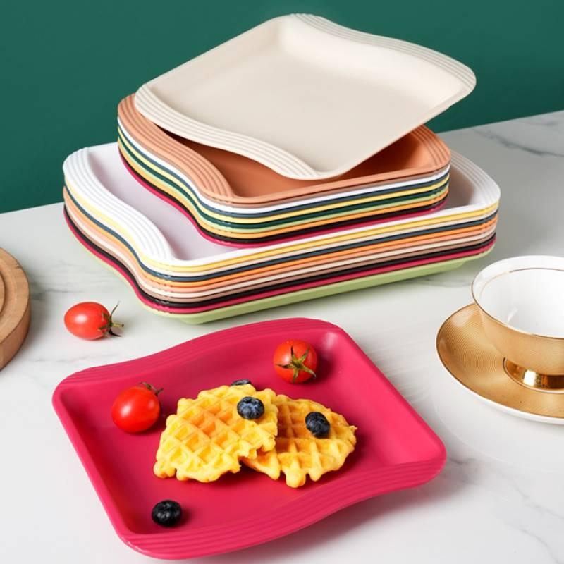 Plates Square Dessert Shape Twist Wave Dinner Serving Plates Restaurant Kitchen