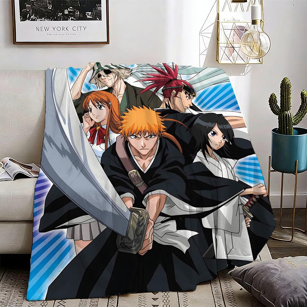 B-Bleachs K-Kurosaki Ichigo Throw Lightweight 240g Flannel Blanket Soft Skin-friendly for Summer Cooling 75X95CM