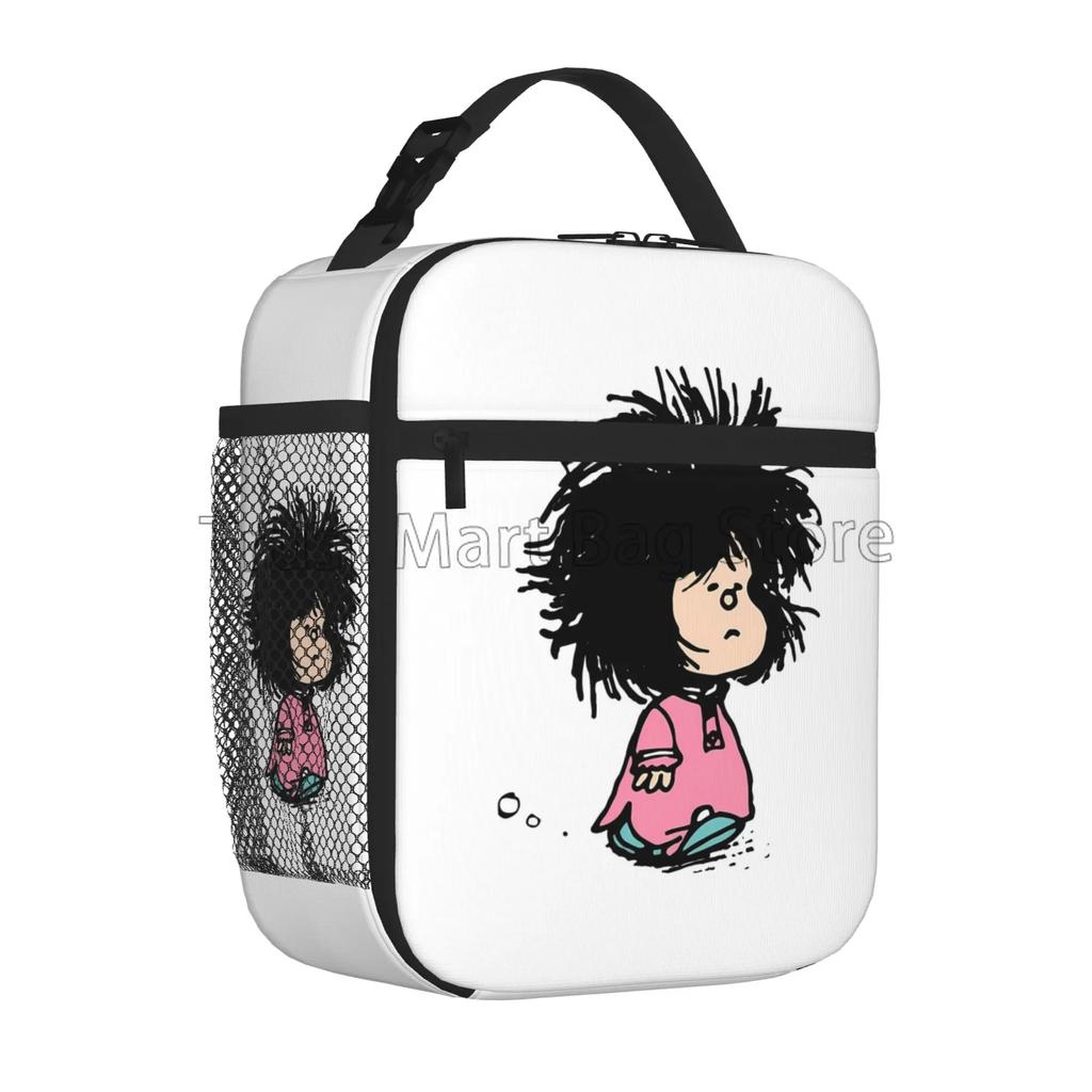 Funny Mafalda Insulated Lunch Bag for Women Kids Resuable Cooler Thermal Lunch Box Portable Bento Tote for Work School Picnic