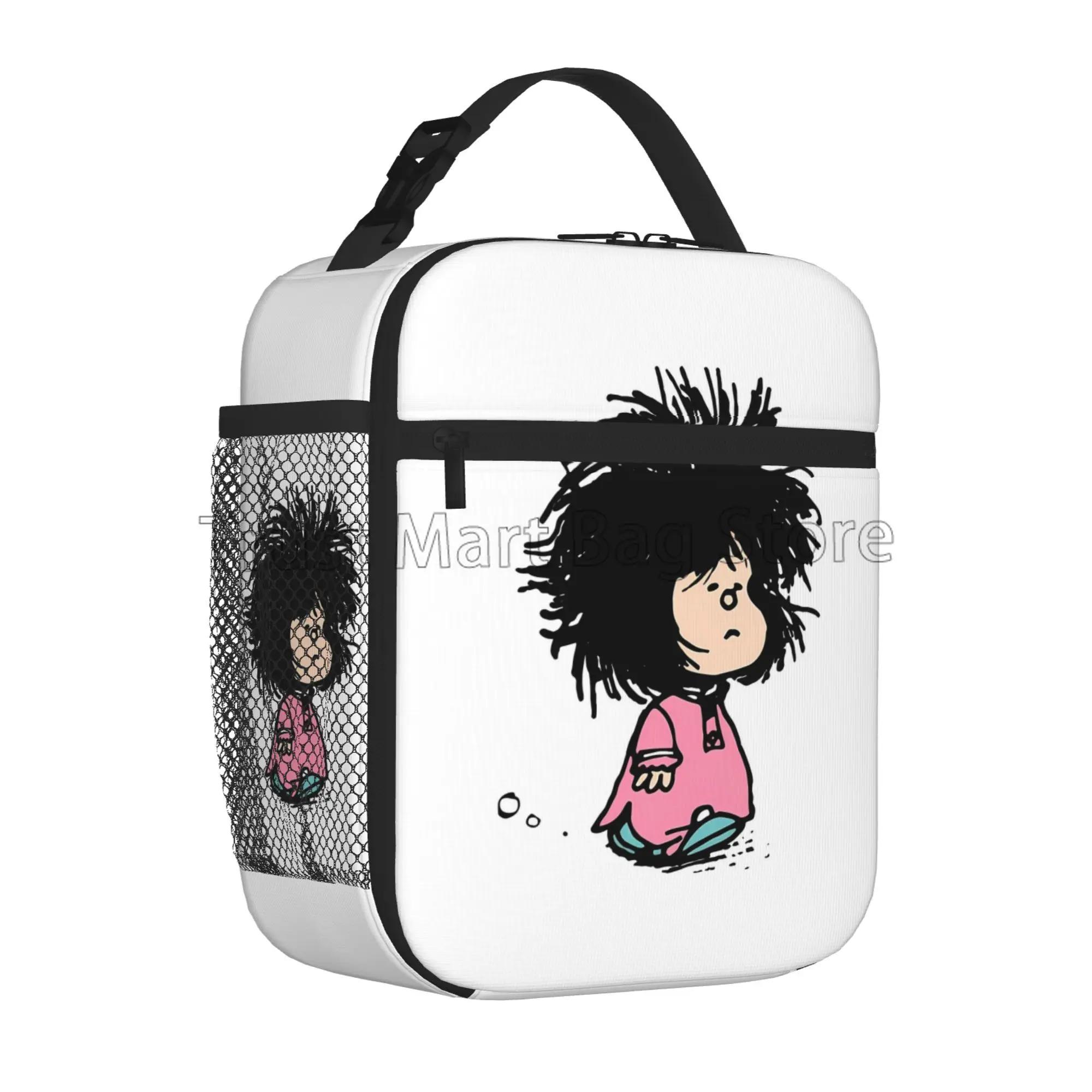 

Funny Mafalda Insulated Lunch Bag for Women Kids Resuable Cooler Thermal Lunch Box Portable Bento Tote for Work School Picnic 26x21x11CM слоновая кость