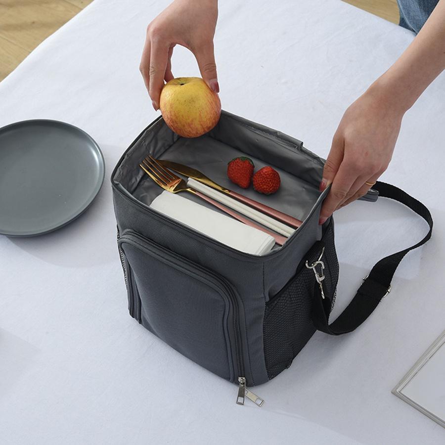 Men Lunch Bag Reusable Lunch Box With Adjustable Shoulder Strap Outdoor Oxford Cloth Large Capacity Insulation Bag